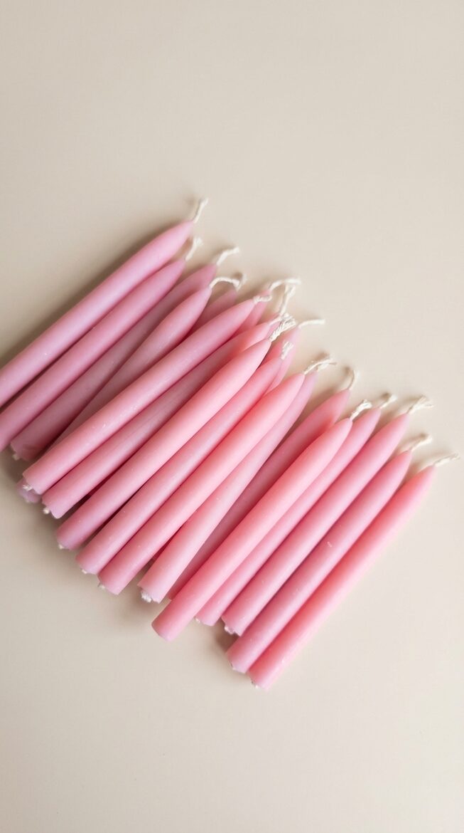 Beeswax Candles for Birthday Cake, 8cm, Light Pink