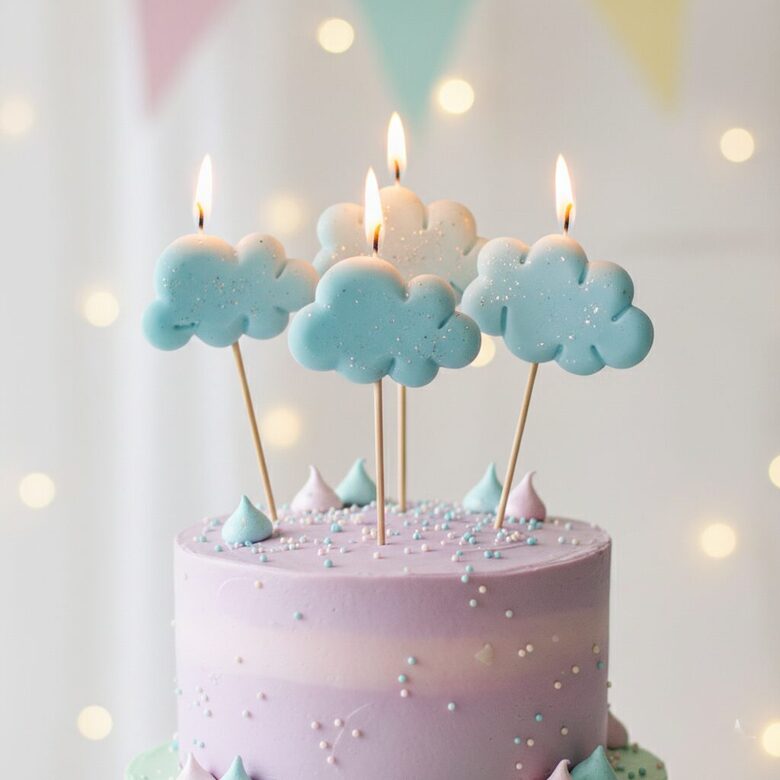 Cloud-Shaped Cake Candles | Set of 4