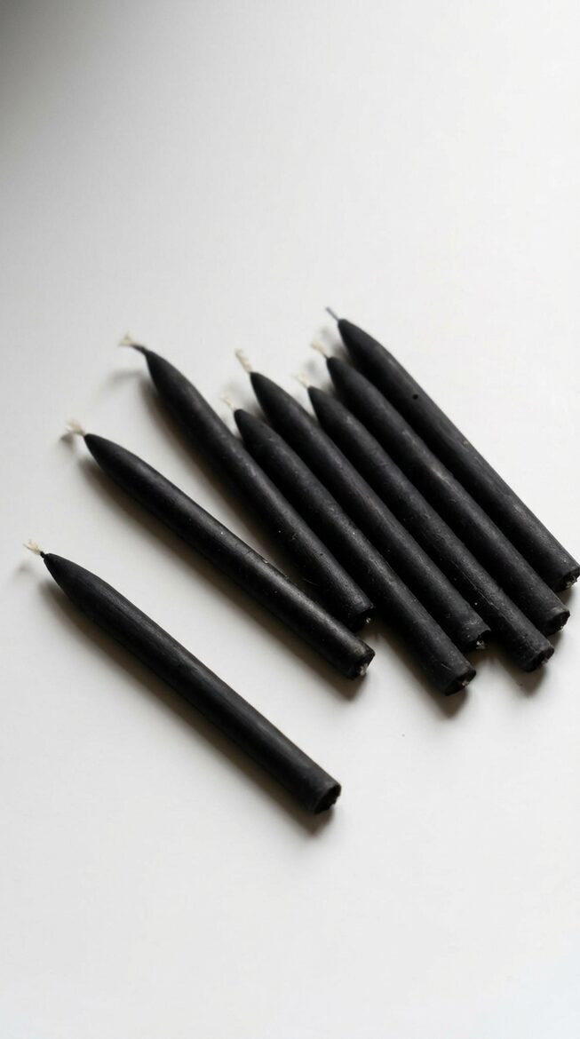 Bišu Vaska Dzimšanas Dienas kūku svecītes, 8cm, Melnās