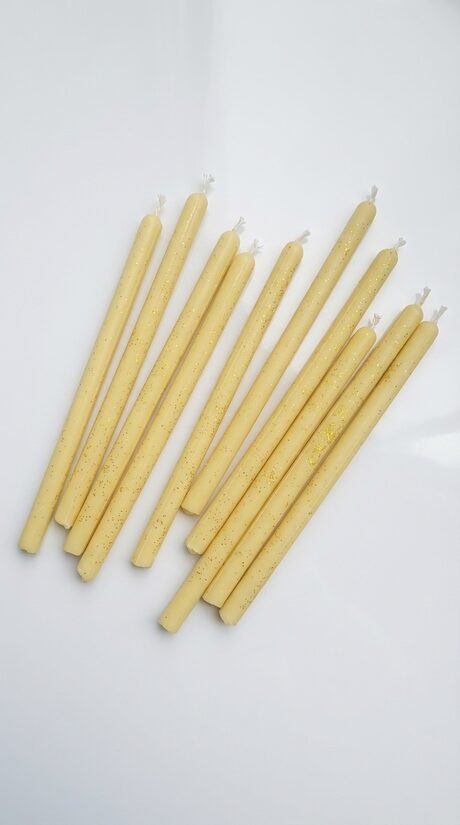 Dzimšanas dienas svecīšu komplekts | 10 cm | 10 gab | Butter Yellow | Ar spīdumiem