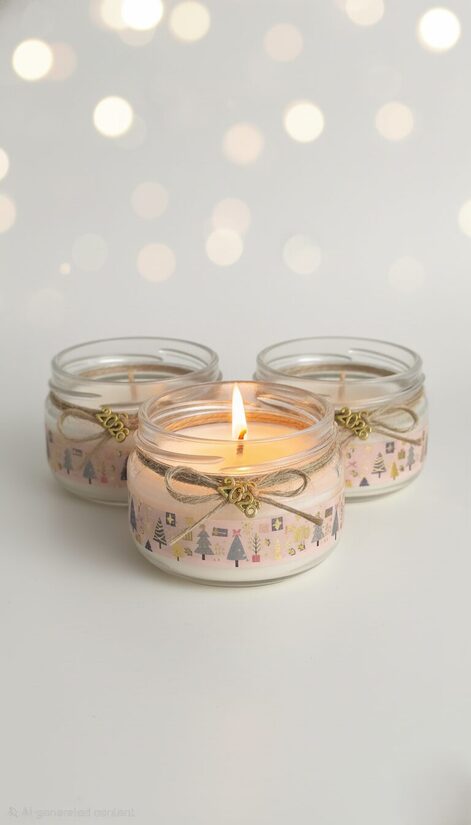 Dabīgā sojas vaska svece ar kanēļa aromātu un dabīgiem akmeņiem