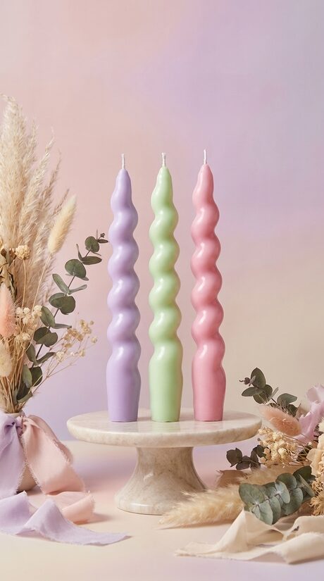 Dabīgā vaska galda spirālveida svece, 18 cm | DAŽĀDAS KRĀSAS