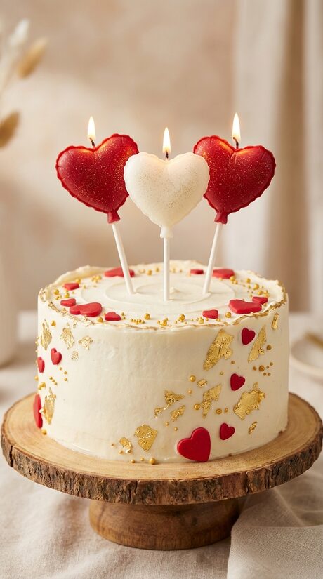 Sirds formas kūkas svecītes – romantiskas dzimšanas dienas un Valentīndienas sveces | 3 gab