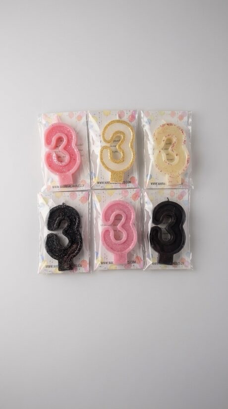 Beeswax Number 3 Candle for Cakes & Cupcakes