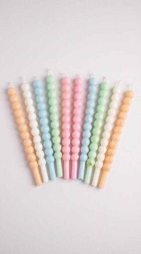 Pasteļtoņu bumbiņu kūkas svecītes – dzimšanas dienas tortes dekors