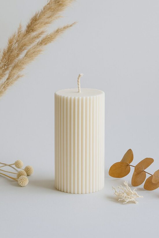 Handmade Pillar Candle – 10x6 cm, White