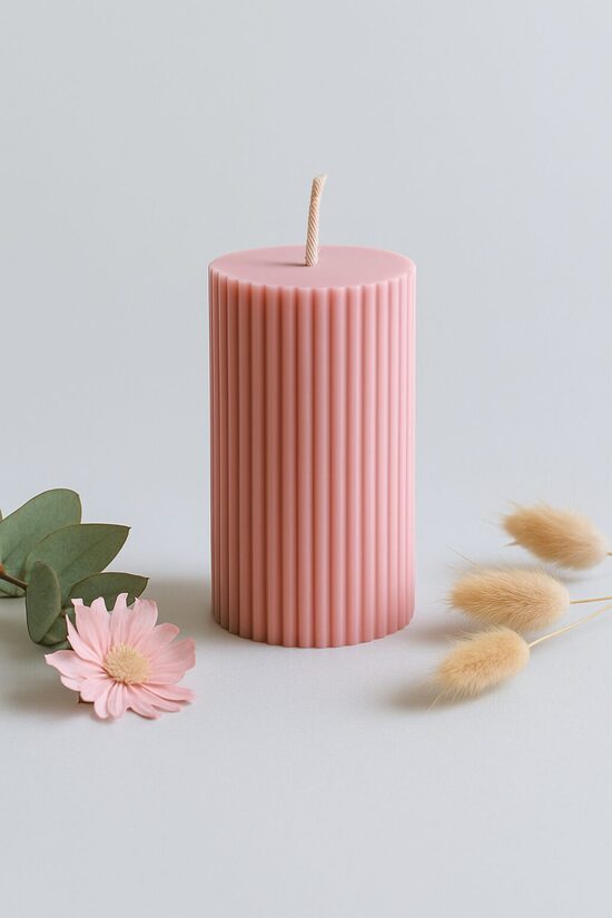 Natural Wax Pillar Candle – Dusty Pink