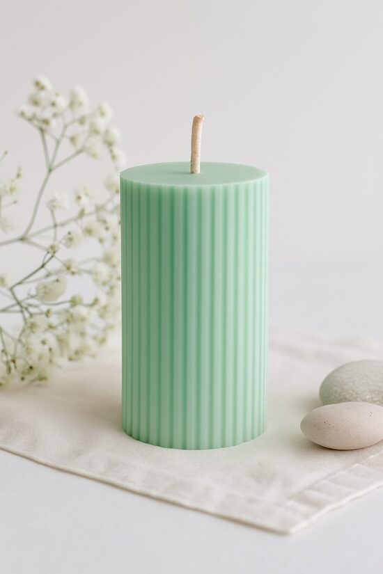 Pillar Candle from Natural Wax – Mint