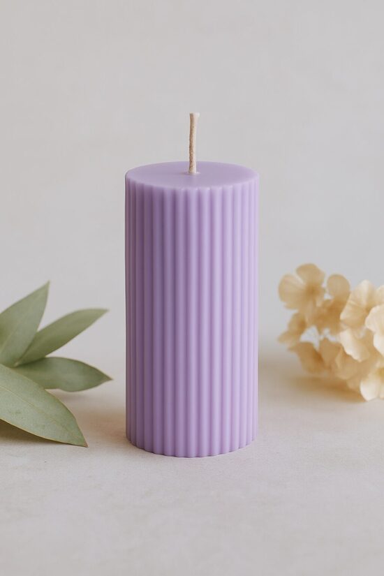 Elegant Pillar Candle – Handmade from Natural Wax, Lavander
