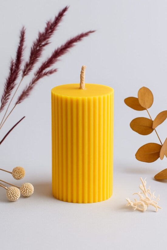 Long Burning Pillar Candle – Over 40 Hours of Glow, Yellow