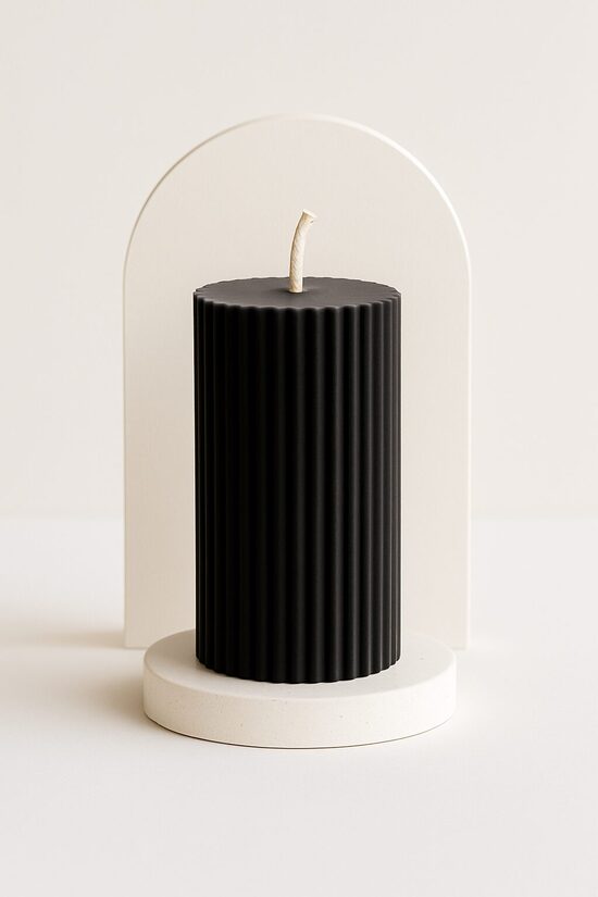 Natural Wax Pillar Candle, Black