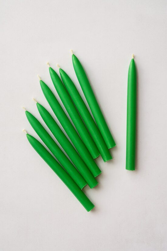 Beeswax Candles for Birthday Cake, 8cm, Green