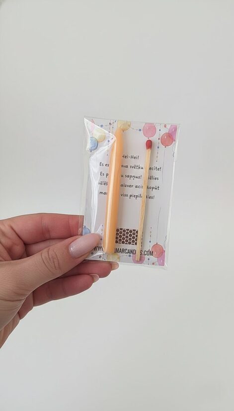 Beeswax Birthday Cake Candle with match, 8 cm
