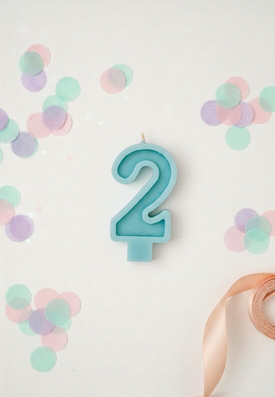Beeswax number Candle "2" for cakes and cupcakes