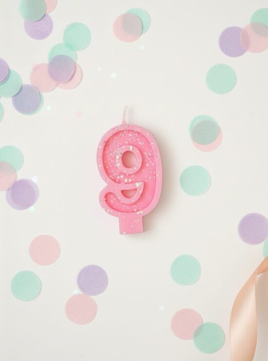 Beeswax number Candle "9" for cakes and cupcakes