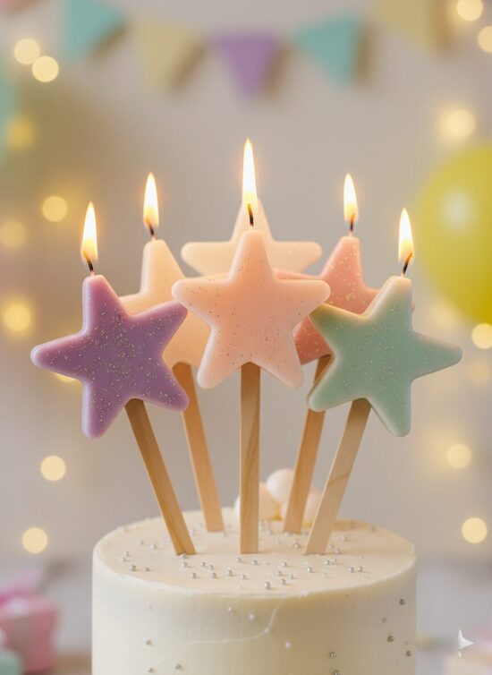 Beeswax Cake Toppers - Star with Glitters