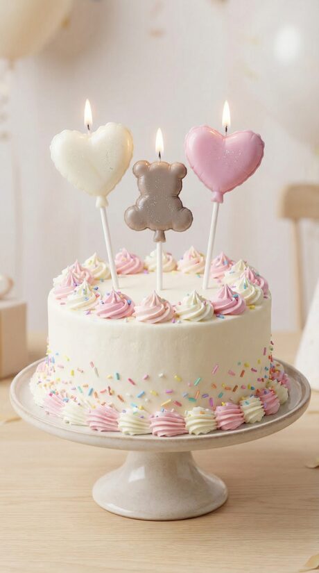 Sirds un lāča kūkas svecītes – dzimšanas dienas sveces tortei | 3 gab