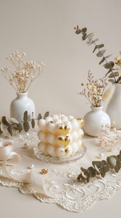 Sojas vaska svece "Bubble Love" ar zelta foliju