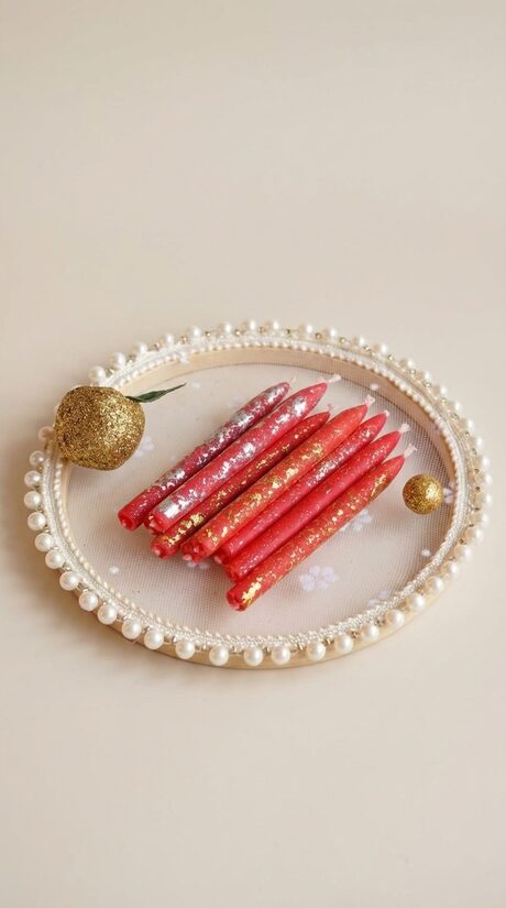 Beeswax Birthday Cake Candles, 8 cm - Scarlet