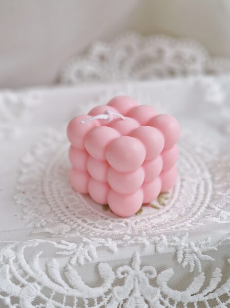 Sojas vaska dizaina svece "Bubble", rozā