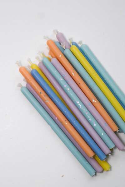 Beeswax candles for cakes and cupcakes, 10cm (Pastel mix)