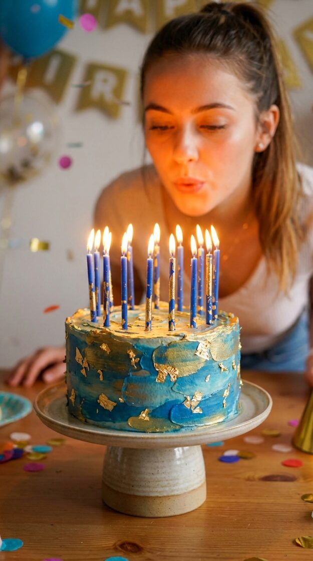 classic thin birthday candles on cake